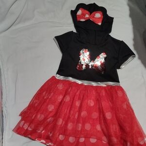 Disney Red and Black Polka Dot Costume with Bow Sale $45